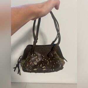 Luana Leather Shoulder Bag Purse Brown Gold Y2K Style